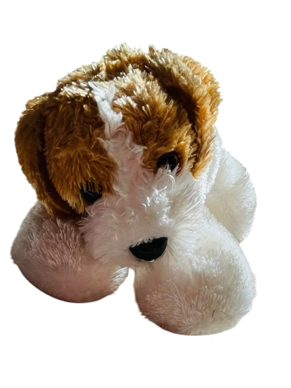 Plush Puppy Dog Stuffed Animal White & Brown Soft Toy 8”